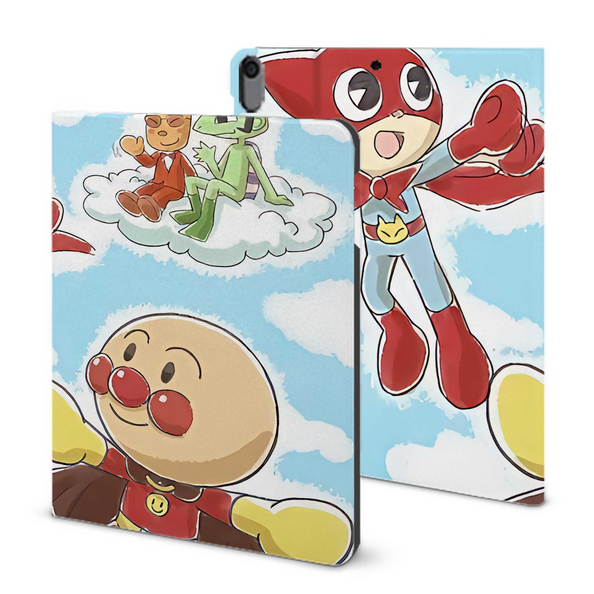 （画像用） アンパンマン Anpanman IPad ケース ブック型 PUレザー TPU 耐衝撃 軽量 薄型 ペン収納なし 全面保護 IPad 各モデル対応